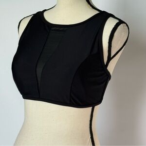 Time and Tru Black Halter swim top size large removable bra cups